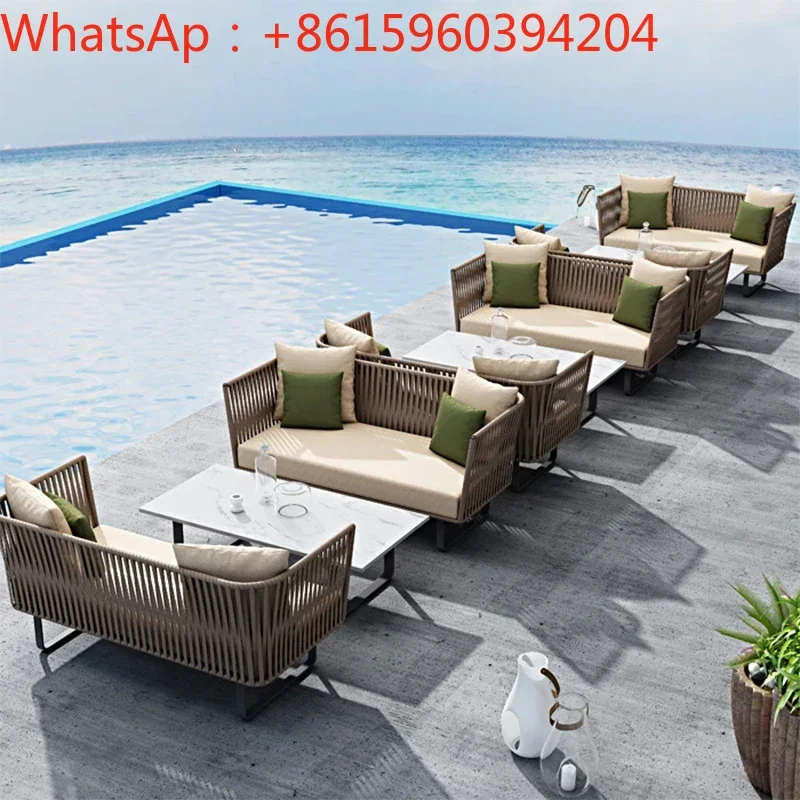 

Custom outdoor sofa rattan sofa chair three-person combination outdoor leisure waterproof sunscreen rattan rattan patio furnitur