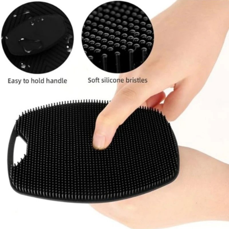 1pc Soft Silicone Exfoliating Brush Cleanser Manual Body Cleansing Scrubber Shower Gentle Massage Bath Brush For Men