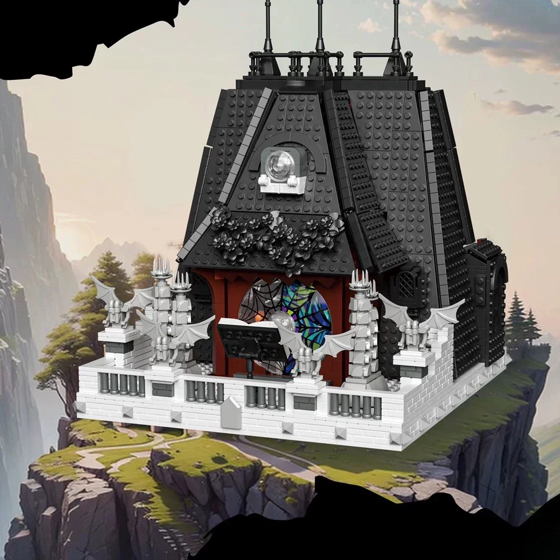 2419PCS Street View Serie Woensdag Adams Huis Bouwstenen Stad Duisternis Villa Model Bricks Speelgoed Voor Kinderen Geschenken MOC