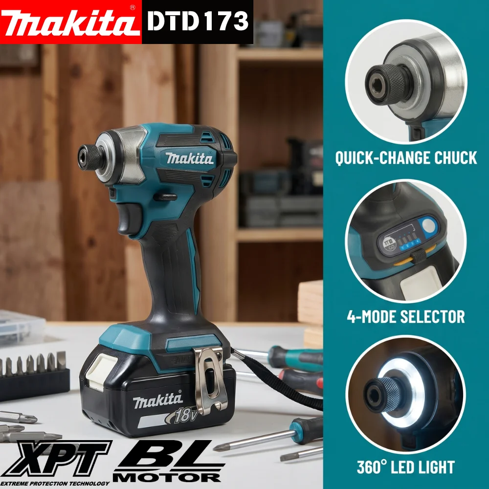 makita-dtd173-blue-18v-brushless-impact-driver-180nm-rechargeable-tool-for-woodworking-bolt-fastening-diy-repair