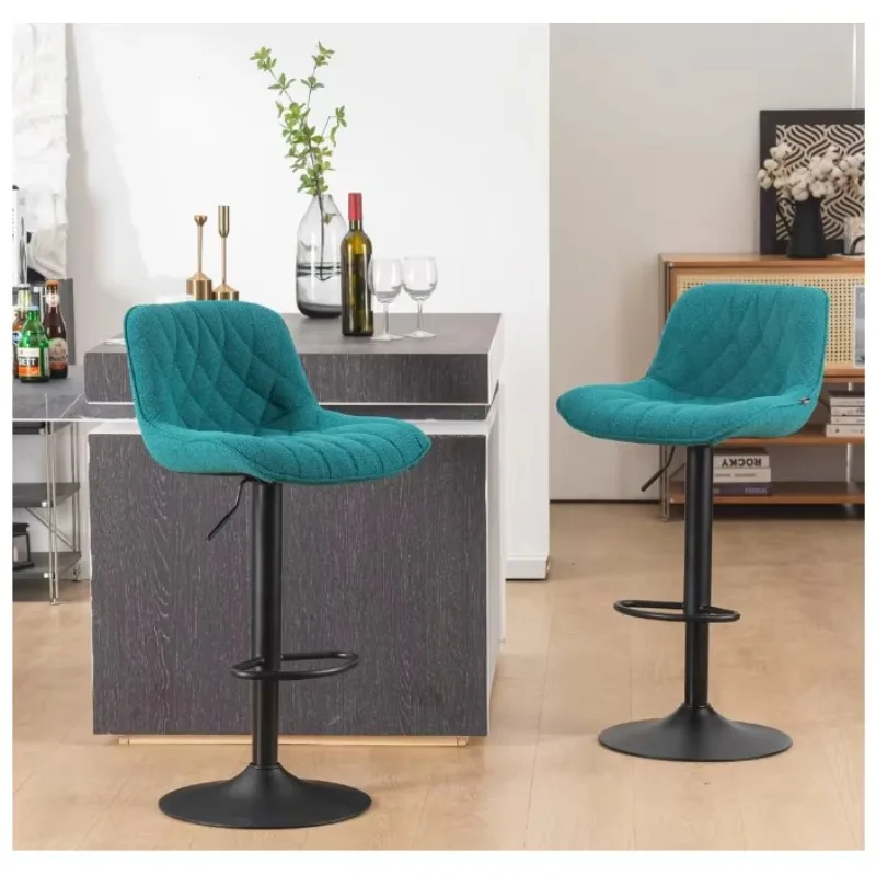 เก้าอี้บาร์ทรงสูงสีเขียวหมุนได้ ปรับระดับได้ หุ้มกำมะหยี่นุ่มแบบเท็ดดี้ ดีไซน์ทันสมัย เหมาะสำหรับร้านอาหารและครัว