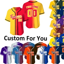 Custom Baseball Jerseys Men Shirt Sublimation Blanks Team/Name Baseball Training T-shirts Sports Uniform Man Plus Size Clothing