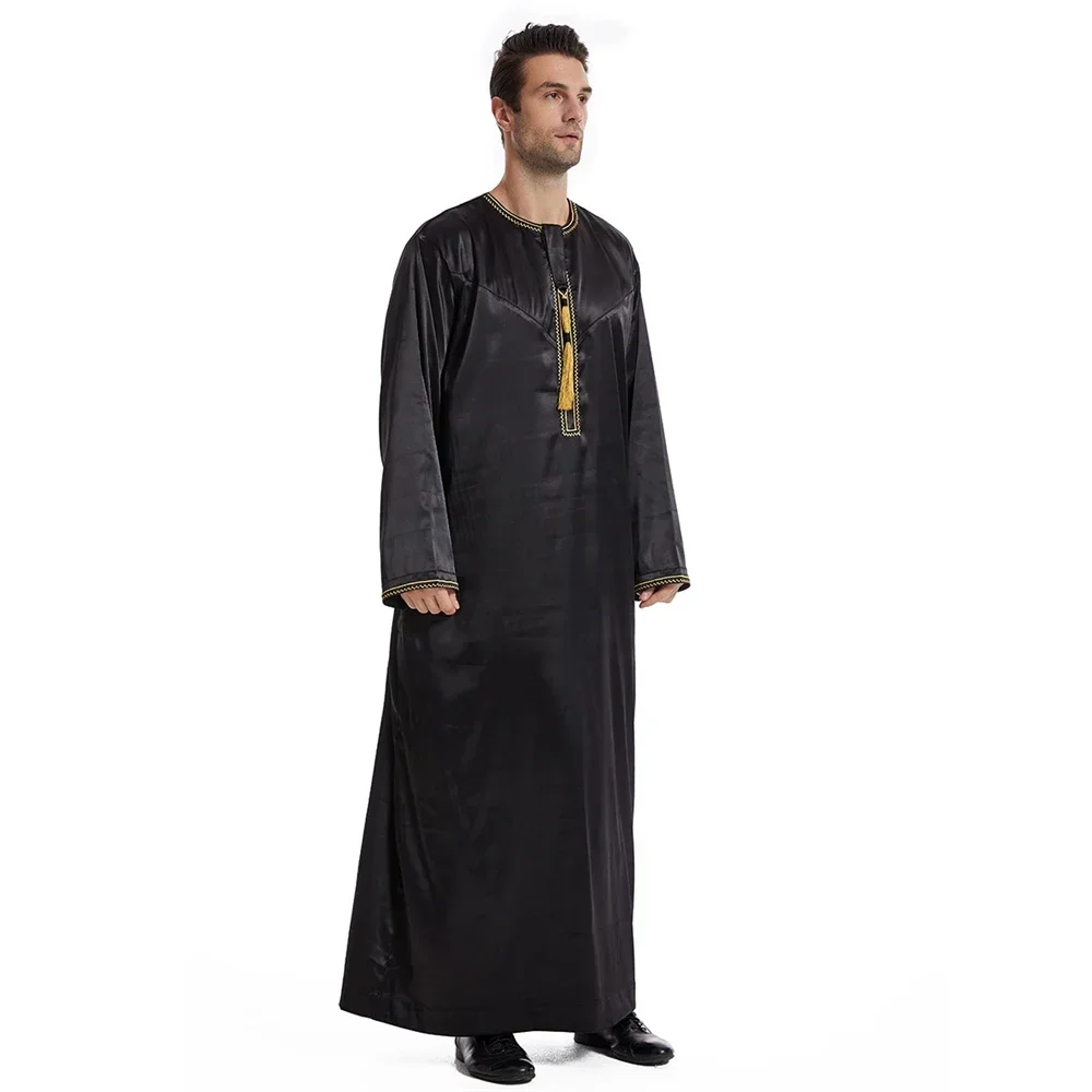 

Eid Saudi Arabic Men Robe Tassel Jubba Thobe Muslim Abayas Islamic Men Dress Dubai Turkey Thoube Dishdasha Djellaba Abaya Kaftan