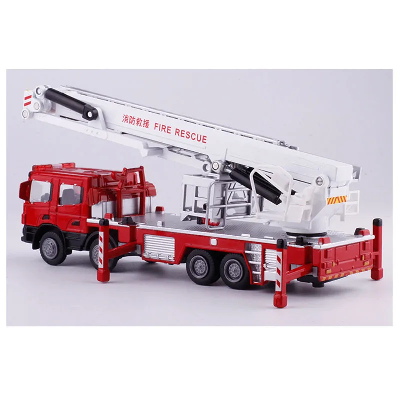 1:50 scale KDW platform Fire rescue truck Diecast car Alloy engineering car model Collection for Kid