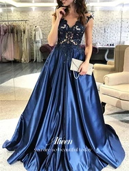 Aileen Line A Female Dress Party Evening Elegant Luxury Celebrity Lace Elegant Party Dresses for Women 2024 Satin Navy Blue Prom