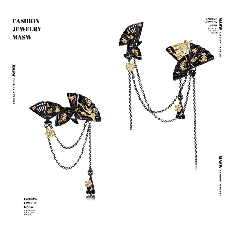

MASW Original Design Luxury Temperament Fan Flower Tassel Brooches For Women Female Gifts 2025 Trend New Hot Selling