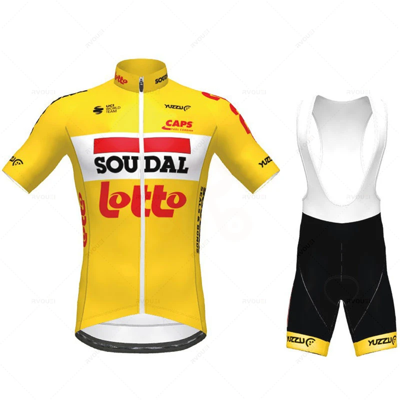 Lotto Soudal-남성용 반소매 사이클링 저지 세트, 통기성 자전거 의류, 자전거 팀 세트, 여름, 2024 Pro 썸네일 6