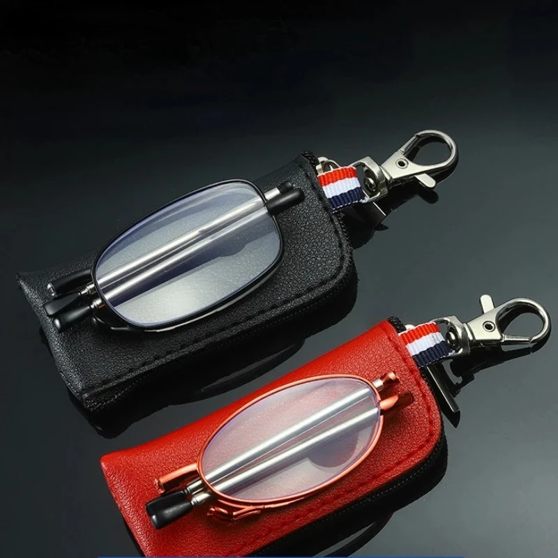 Faltbare Lesebrille, tragbare Reißverschlusstasche, Lesebrille, Teleskopbein, Herren- und Damenbrille