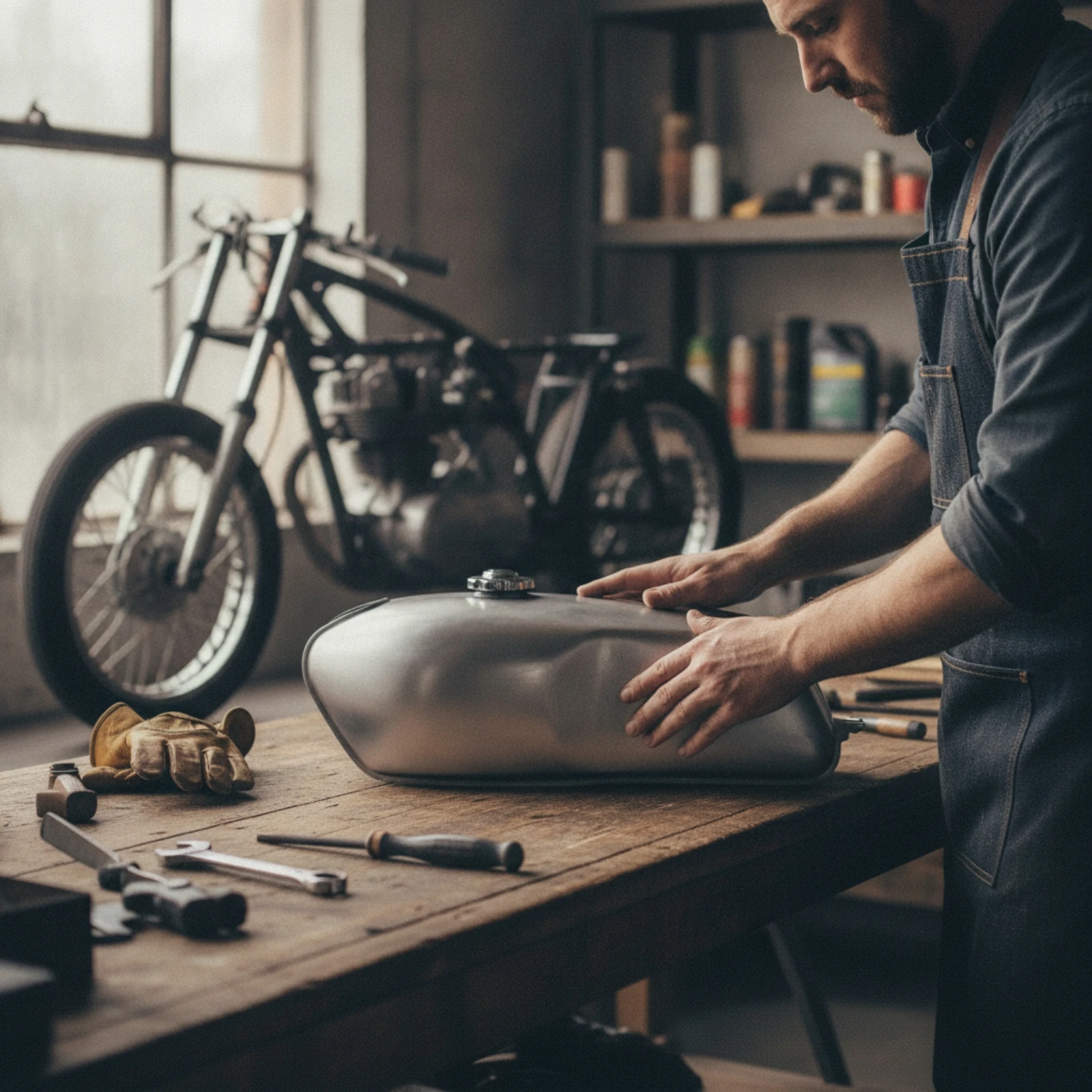 

Motorcycle Gas Tank Blank Retro Motorcycle Fuel Tank with Cap Brand New Sturdy for Café Racer Projects