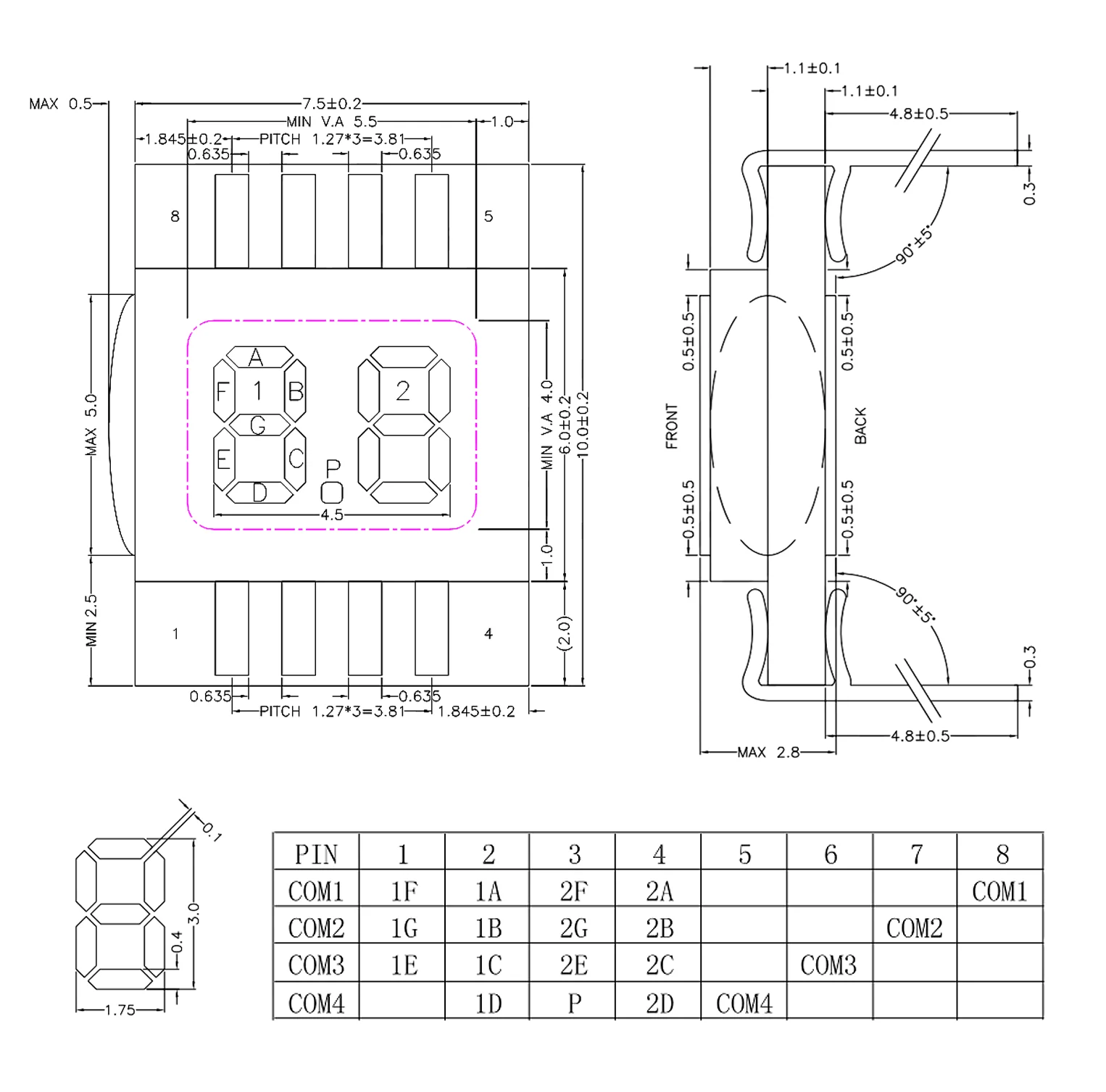 8PIN TN Positive 2-Digits Segment LCD Panel Without Backlight Small Instrument Display NEW