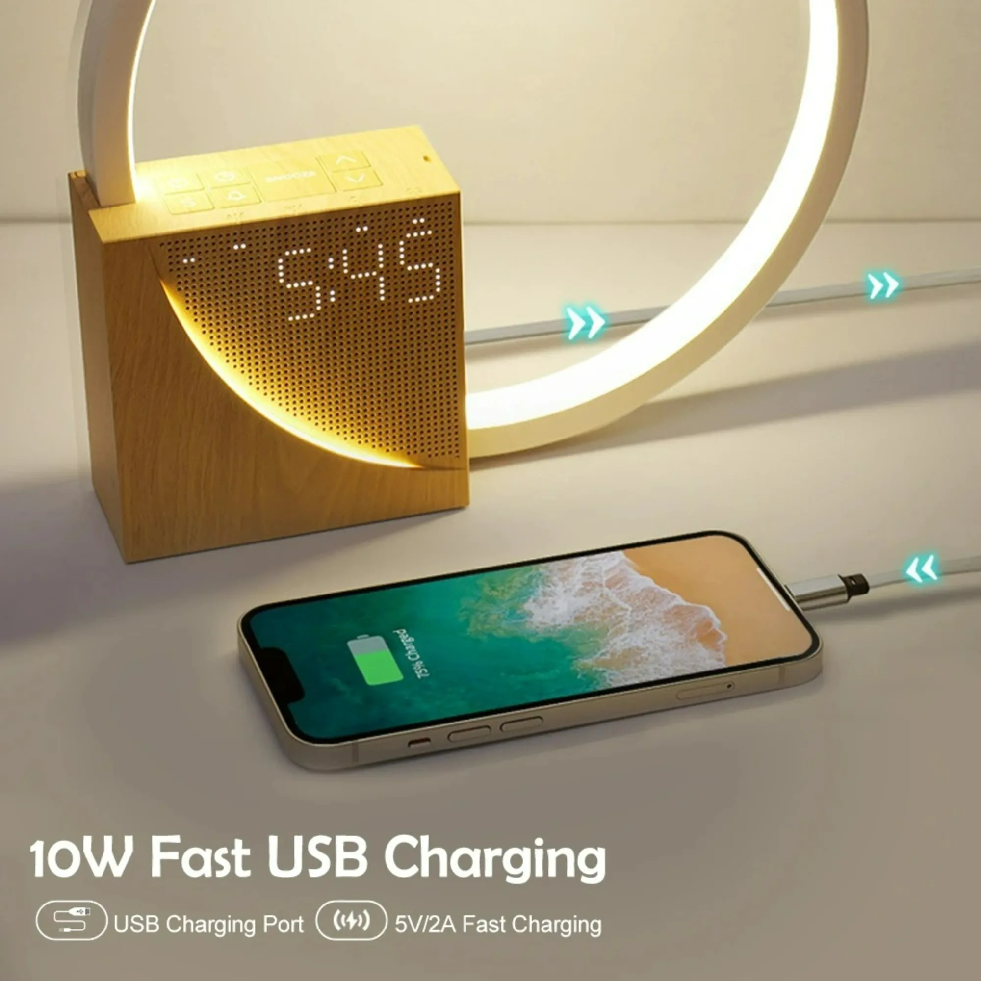 Wecker Wake Up Nachtlicht Telefon aufladen mit weißem Rauschen-Timing 3-stufige dimmbare Touch-Tischlampe für Schlafzimmer neben der Lampe