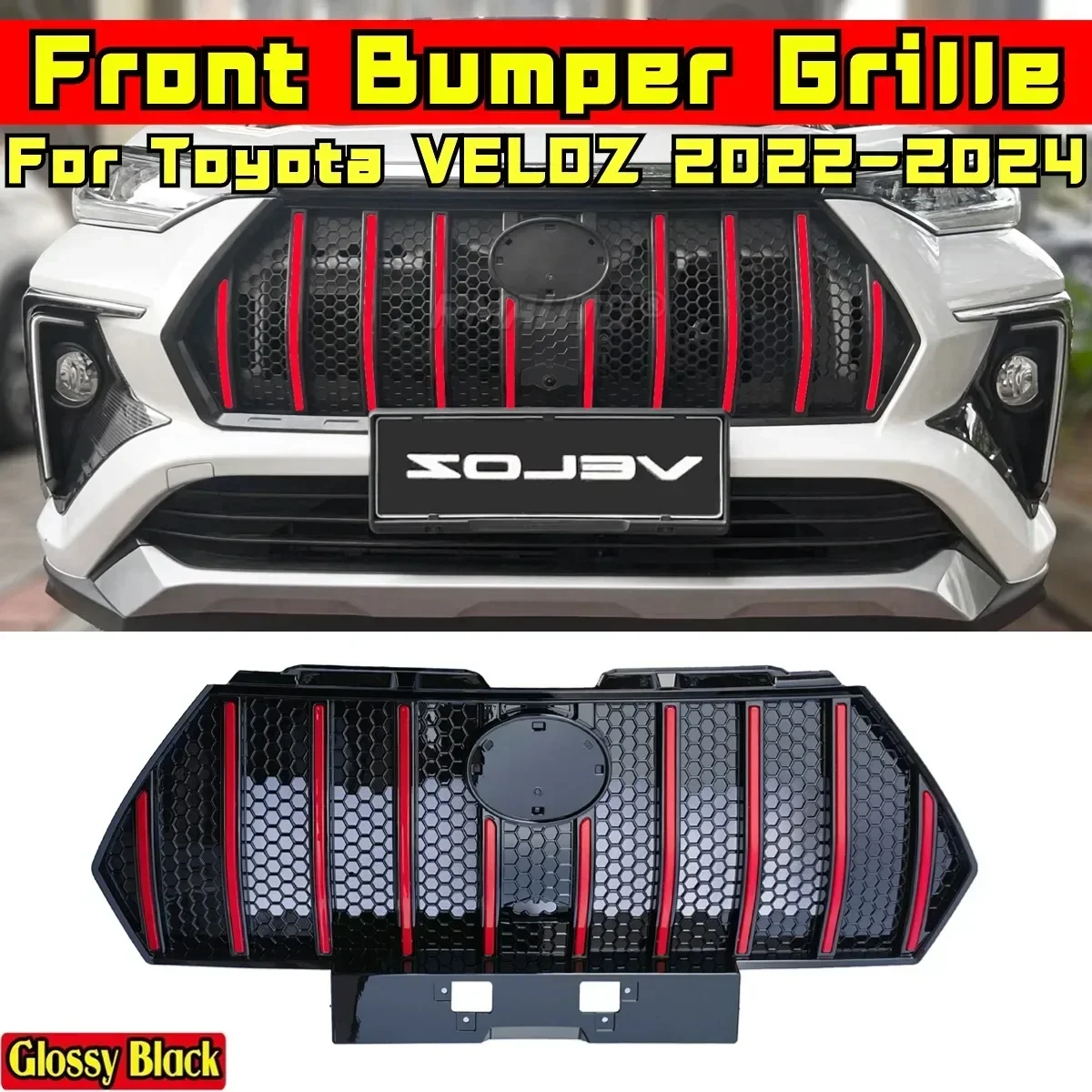 

For Toyota VELOZ 2022-2024 Body Kit Toyota VELOZ Front Bumper Grill Body Kit Glossy Black Style Car Grills Grill Car Accessories
