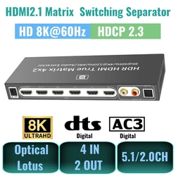 HDMI 2.1 Matrix 4x2 4k@120hz Switch Splitter HDMI 8K Hdmi Switcher Splitter With HDR 10 ARC For Dolby Atmos  PS5 XBOX DTS HD AC3