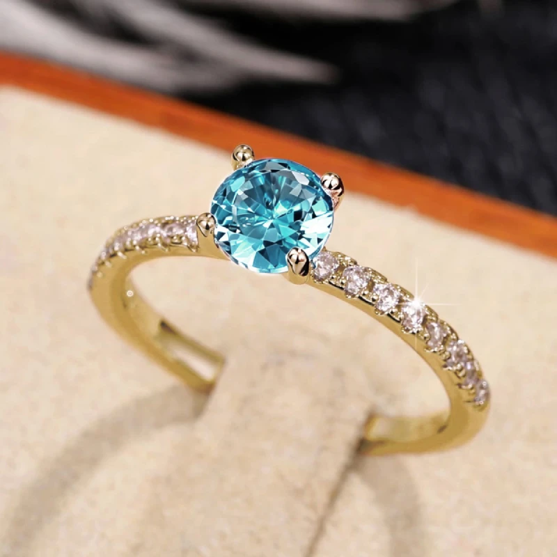 Huitan Klassisches 4-Krallen-Design, rund, Zirkonia, für Damen, Hochzeit, Verlobungsringe, 3 Farben erhältlich, zurückhaltender Brautschmuck, heißer Verkauf – Detail 24