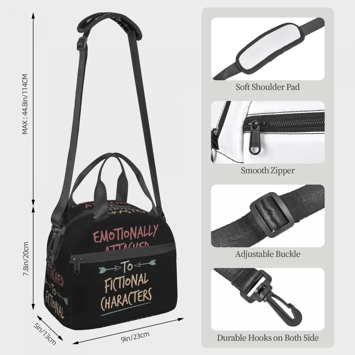 Emotionally Attached To Fictional Characters Lunch Bags Insulated Bento Box Lunch Tote Picnic Bags Cooler Bag for Woman Kids