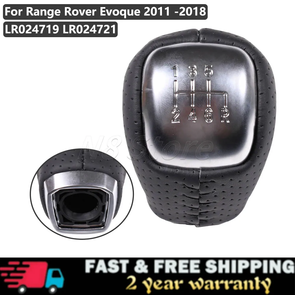 Für Range Rover Evoque 2011–2018, manueller 6-Gang-Sport-Leder-Perforationsversion, Schaltknauf in Schwarz LR 024719   LR 024721