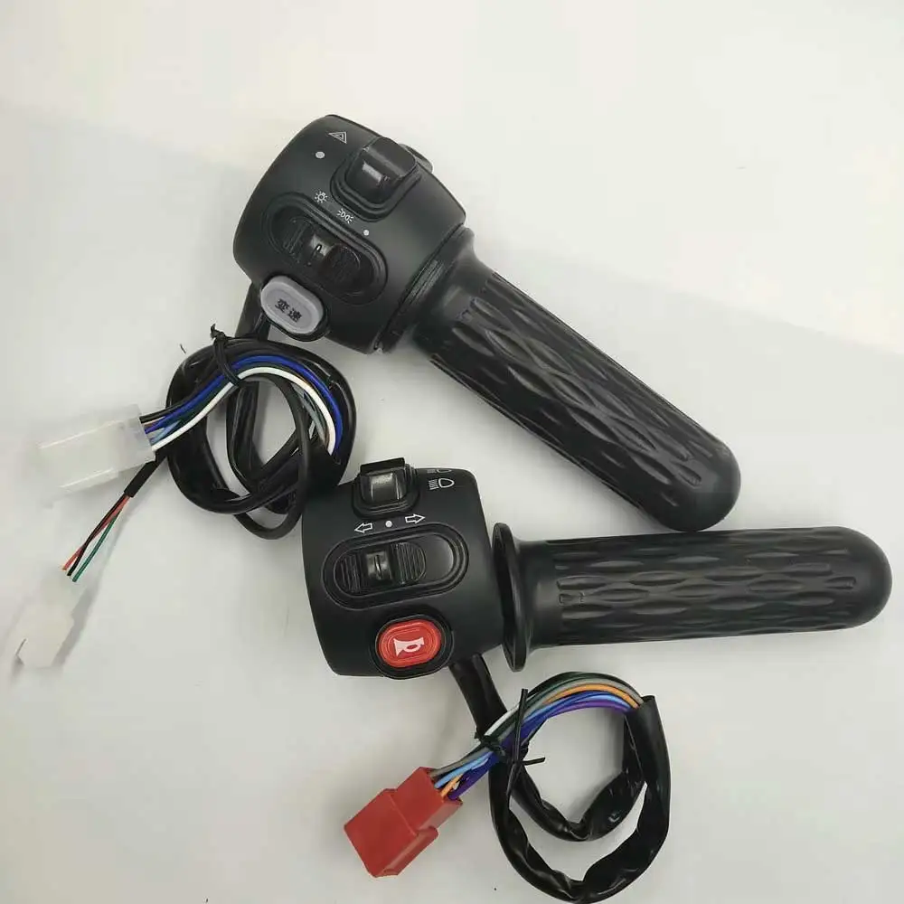

Electric Scooter Tricycle Steering Grips Switch Assembly Double Flashing, Variable Speed, Light Button,Ebike Throttle Handlebar