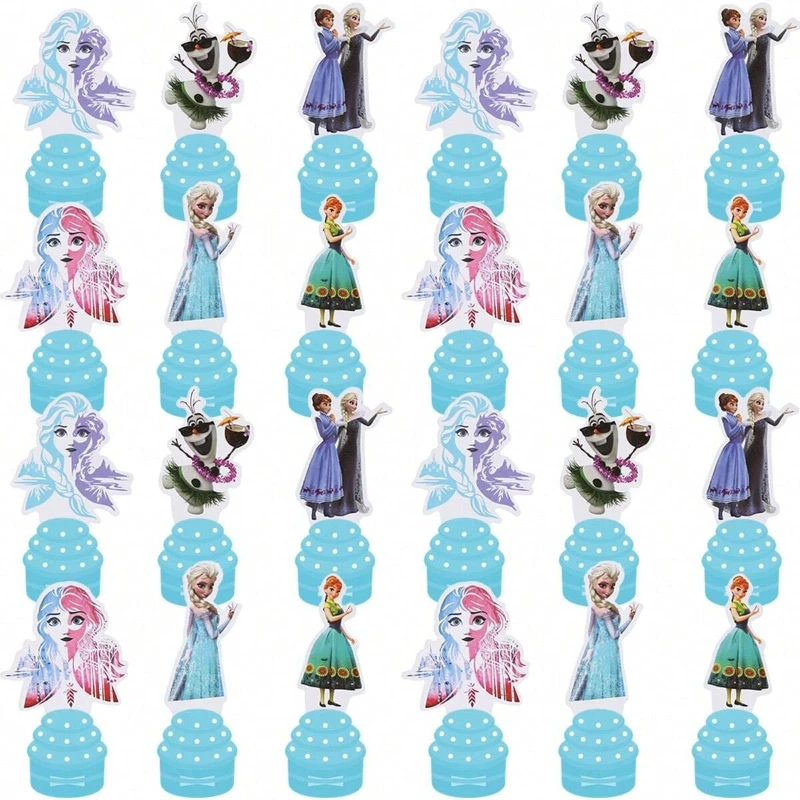 25 個冷凍漫画ケーキトッパーデザートテーブルデコレーションカップケーキトッパーアクセサリープリンセステーマパーティーデコレーションギフト
