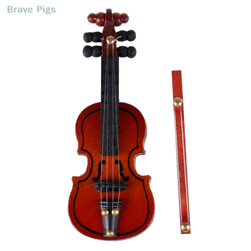 Violín para casa de muñecas, Mini instrumentos de madera, violín en miniatura, instrumento de madera