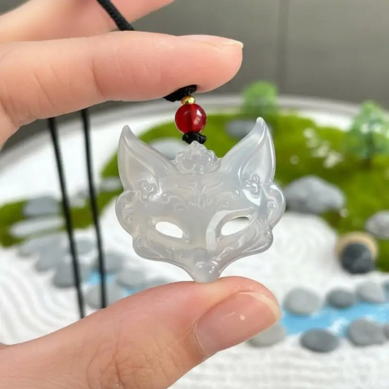 Handmade Necklace For Women Men Resin Fox Mask Pendant Braided Rope Chain Choker Fashion Jewelry
