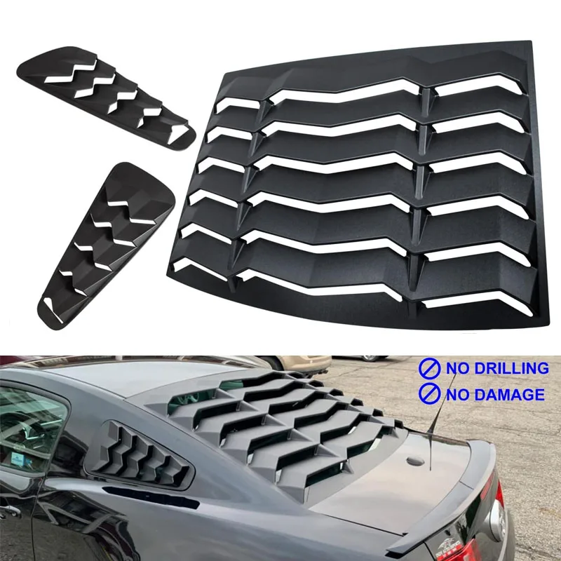 

Rear+Side Window Louvers Fit for Ford Mustang 2005 2- 2014 Windshield Sun Shade Cover Vent GT Lambo Style Custom (Matte Black)