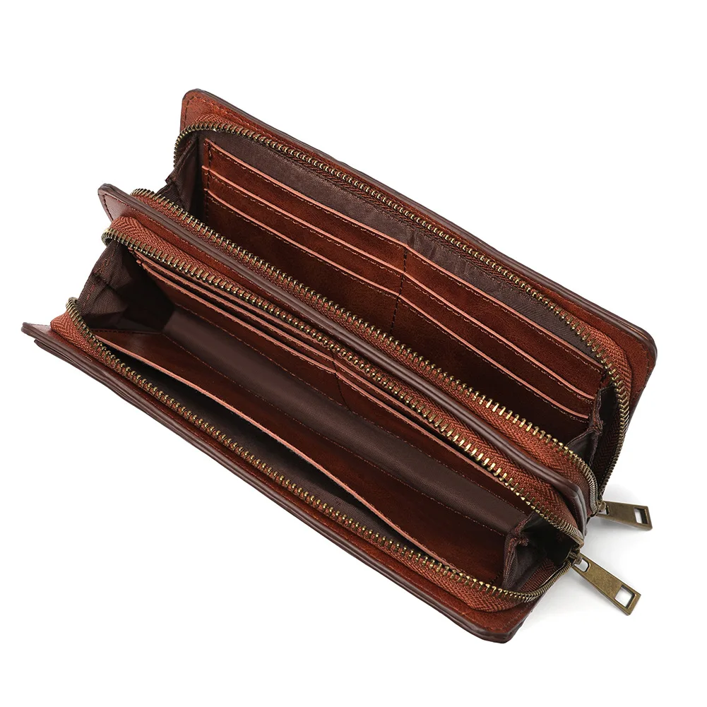 Punk Women's Wallet Long Double Zipper Handbag Men Double Layer Handbag Fashion Purse Carteira card holder Luxury Money Bag