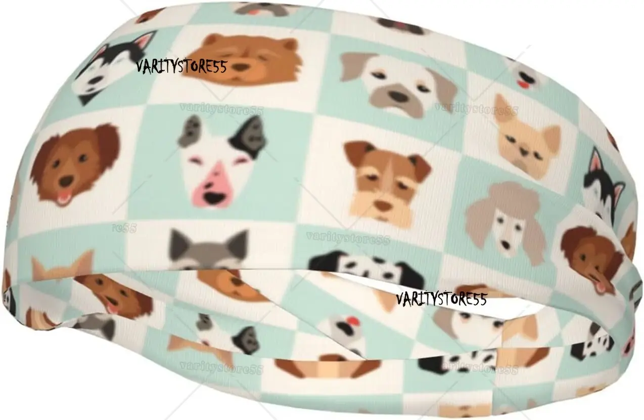 

Headband for Women Mens Dog Pattern Cycling Sweatband Stretchy Wide Hairband for Softball