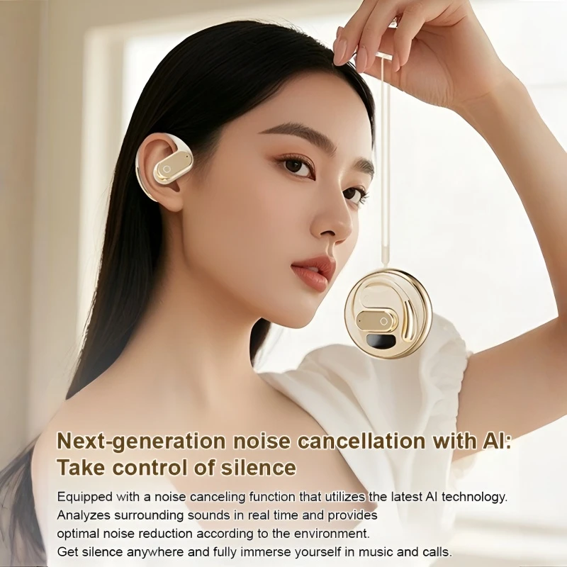 Casque sans fil Bluetooth à traduction ouverte, intra-auriculaire magnétique, affichage numérique, casque d'écoute rotatif