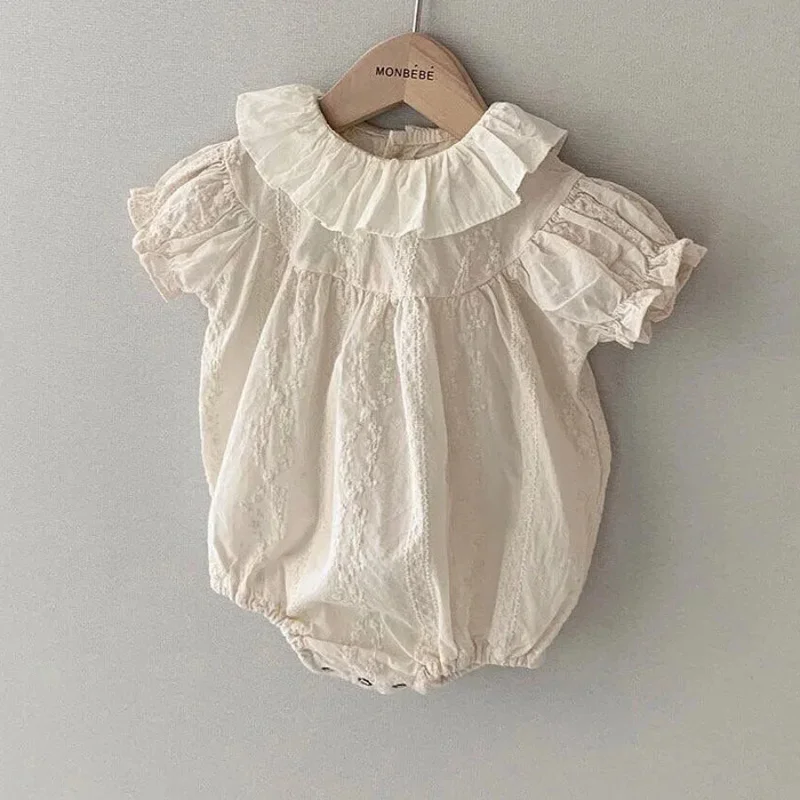 

Summer Infant Newborn Baby Girl Cute Clothes Princess Bodysuit Toddler Girls Solid Fashion Puff Sleeve Jumpsuit Clothing