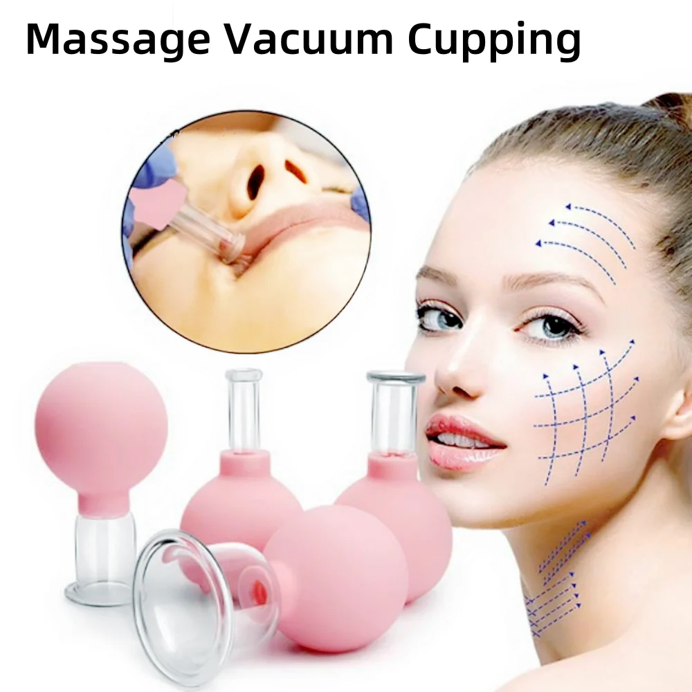 

4pcs Health Massage Vacuum Cupping Cups Set Rubber Head Glass Anti Cellulite Massage Chinese Therapy Face Cupping Set Cans Care