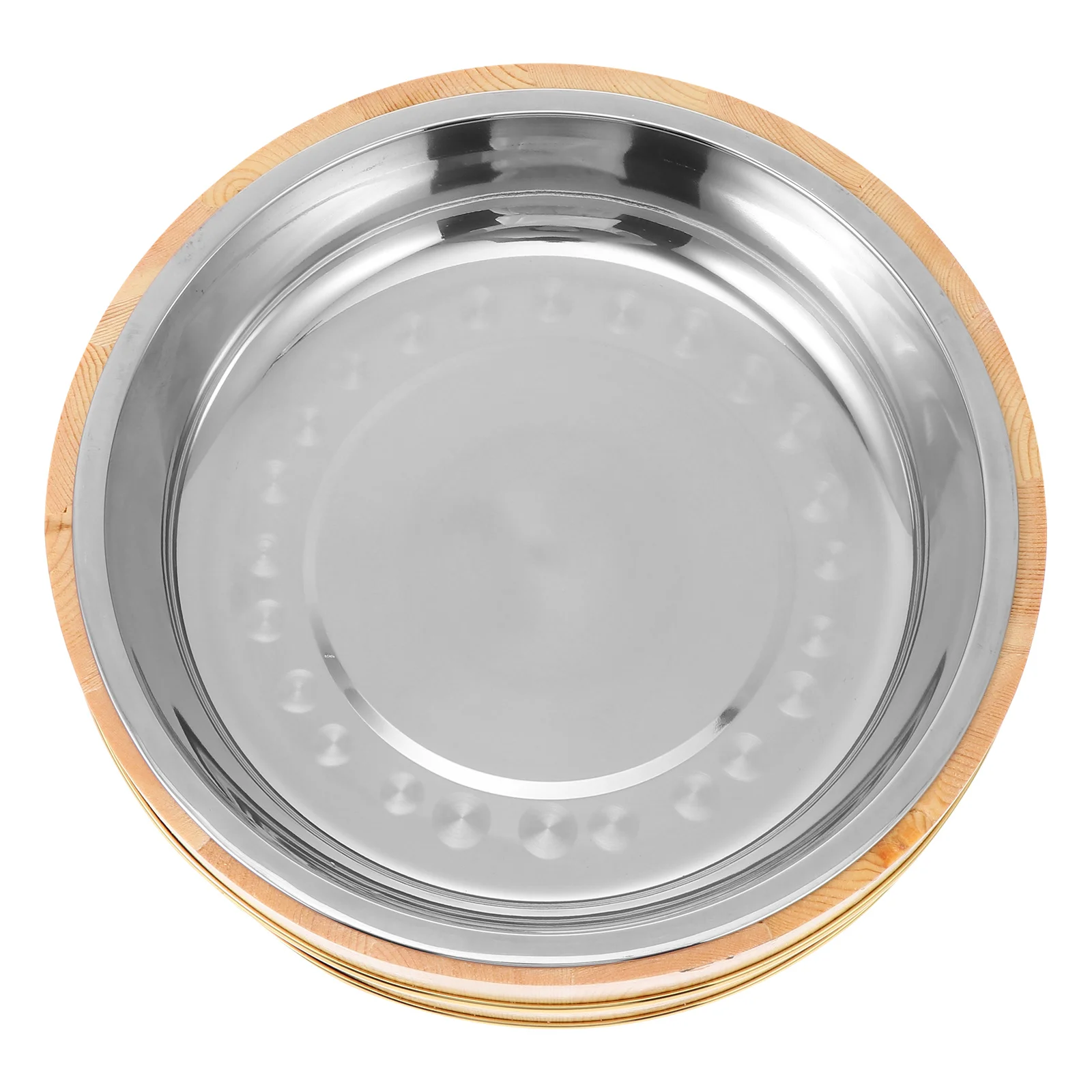 

1Pcs Wood Rice Bucket Stainless Steel Sushi Rice Tub Thickened Design for Home Restaurant Seafood Snack Serving Plate