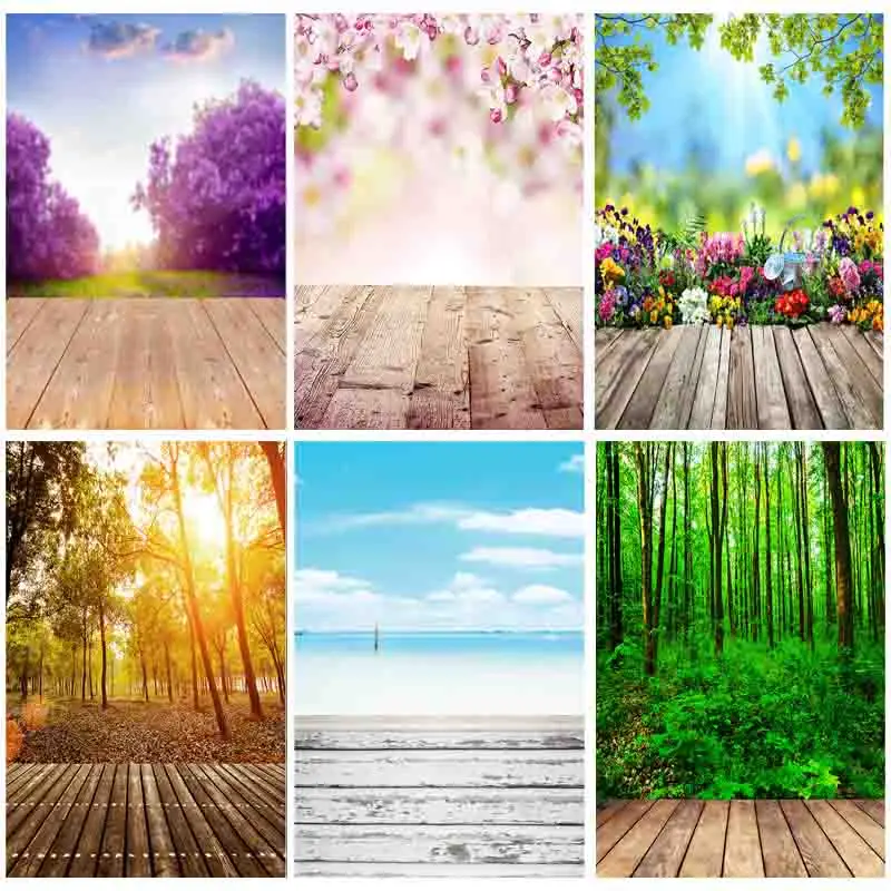 

SHENGYONGBAO Spring Flower Forest Wooden Floor Backgrounds Sky Sea Baby Portrait Photo Backdrops Studio Props 211025 ZLSY-85