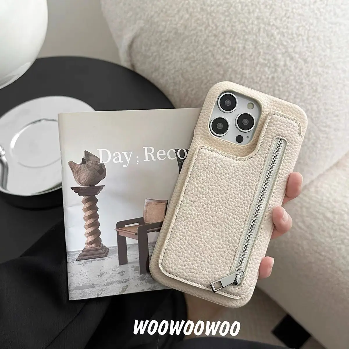 Niche Fashion Premium Feeling Leather Card Case Mirror Phone Case iphone15 Coin Purse 12 Simple 11 Makeup Mirror Protective Case