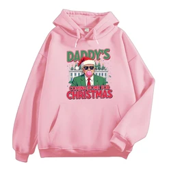 Daddy Will Be Home for Christmas Trump Pullover US American Flag Hoodie 2025 New in Hoodies Men Long Sleeve Women Y2k Clothes