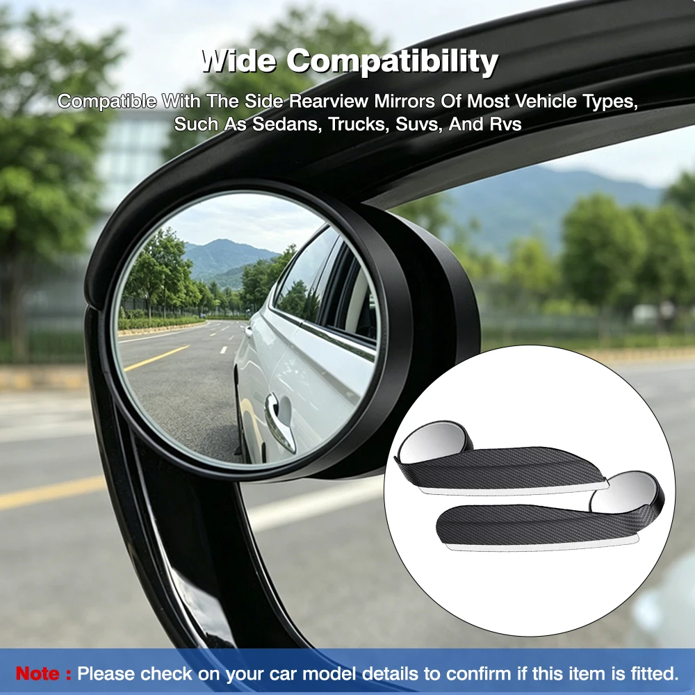 2Pcs Universal  Car Rearview Mirror Rain Shields Rain Eyebrow Blind Spot Mirrors 360 Degrees Multifunctional Integrated