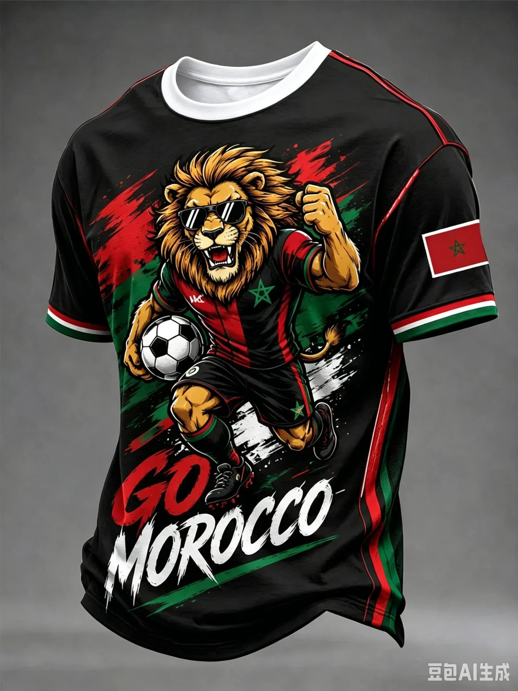 Morocco 2026 New 3D Printed Away Football Jersey for Adults Children and Families Paired with Sports T-shirts for Fans