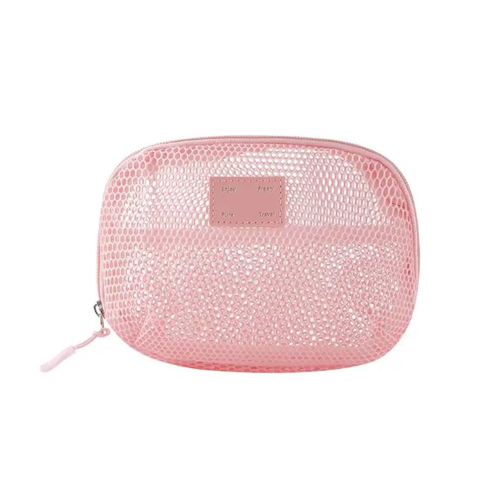 Casual Nylon Cosmetic Bag With Zipper Mesh Storage Pouch Multipurpose Hand-held Mesh Makeup Bags Travel
