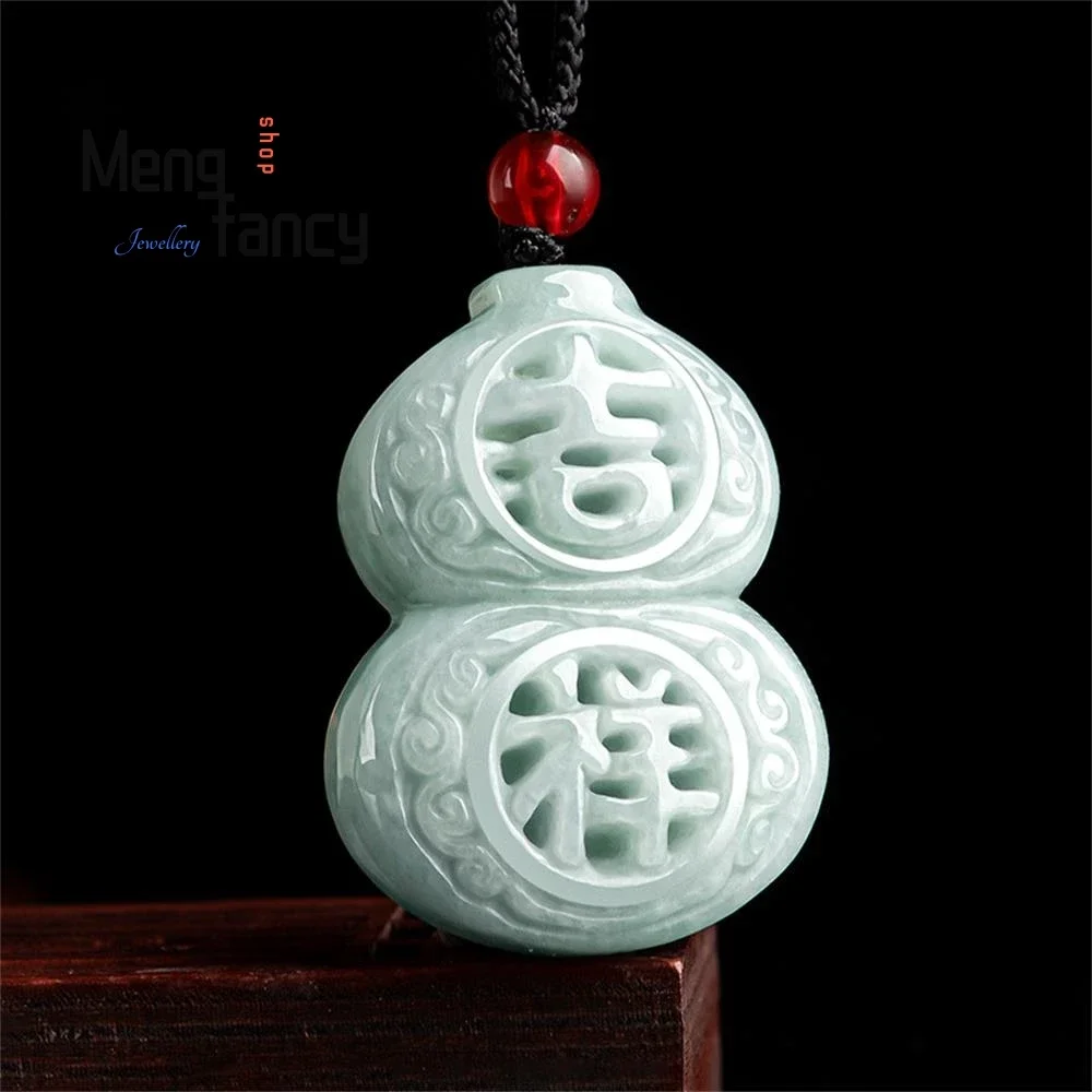 

Natural Myanmar A-goods Jadeite Auspicious and Fortune Gourd Pendant Exquisite Mascots Handicraft Best Selling Fashion Jewelry