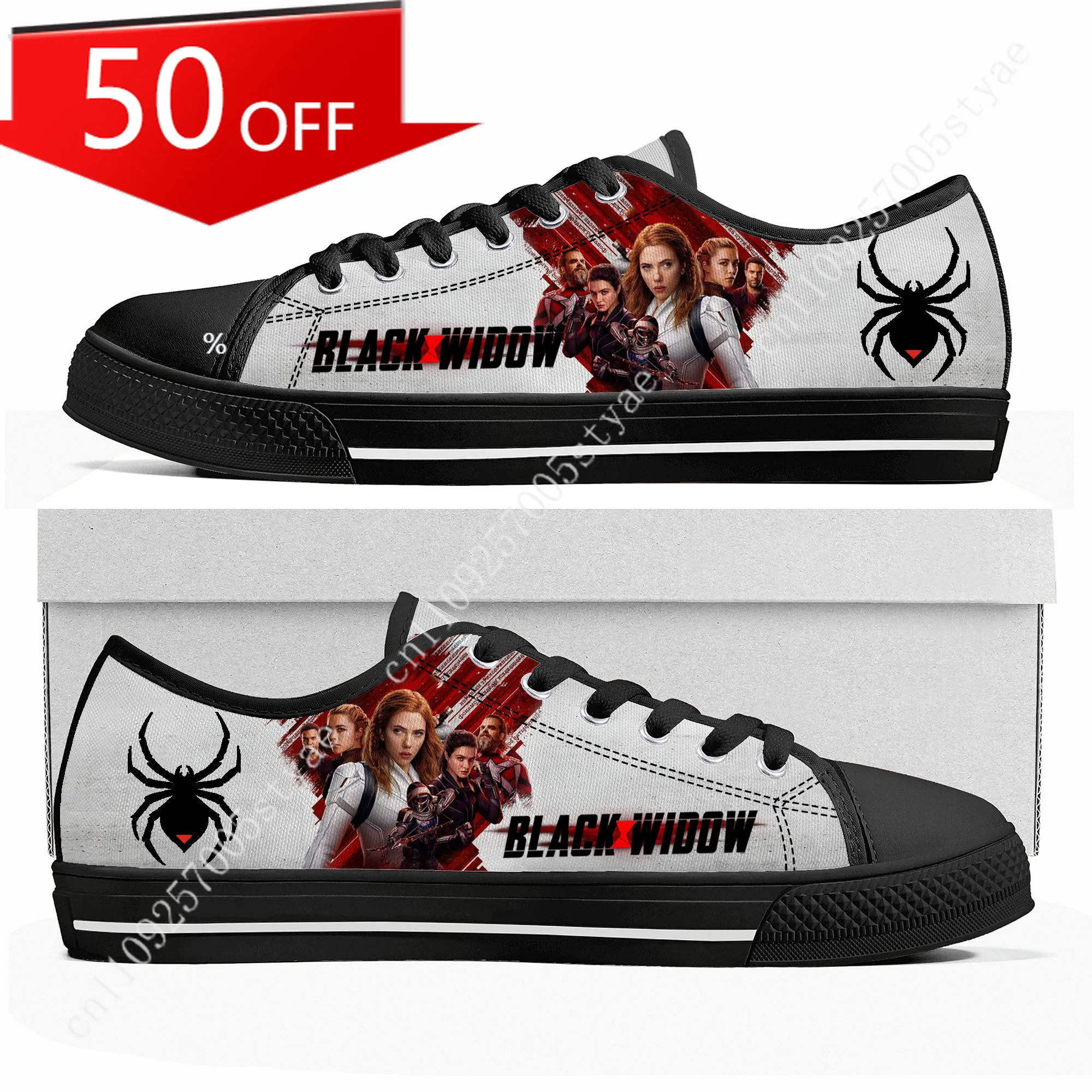 Marvel Black Widow Avengers Low Top High Quality Sneakers Mens Women Canvas Sneaker Casual Custom Shoes