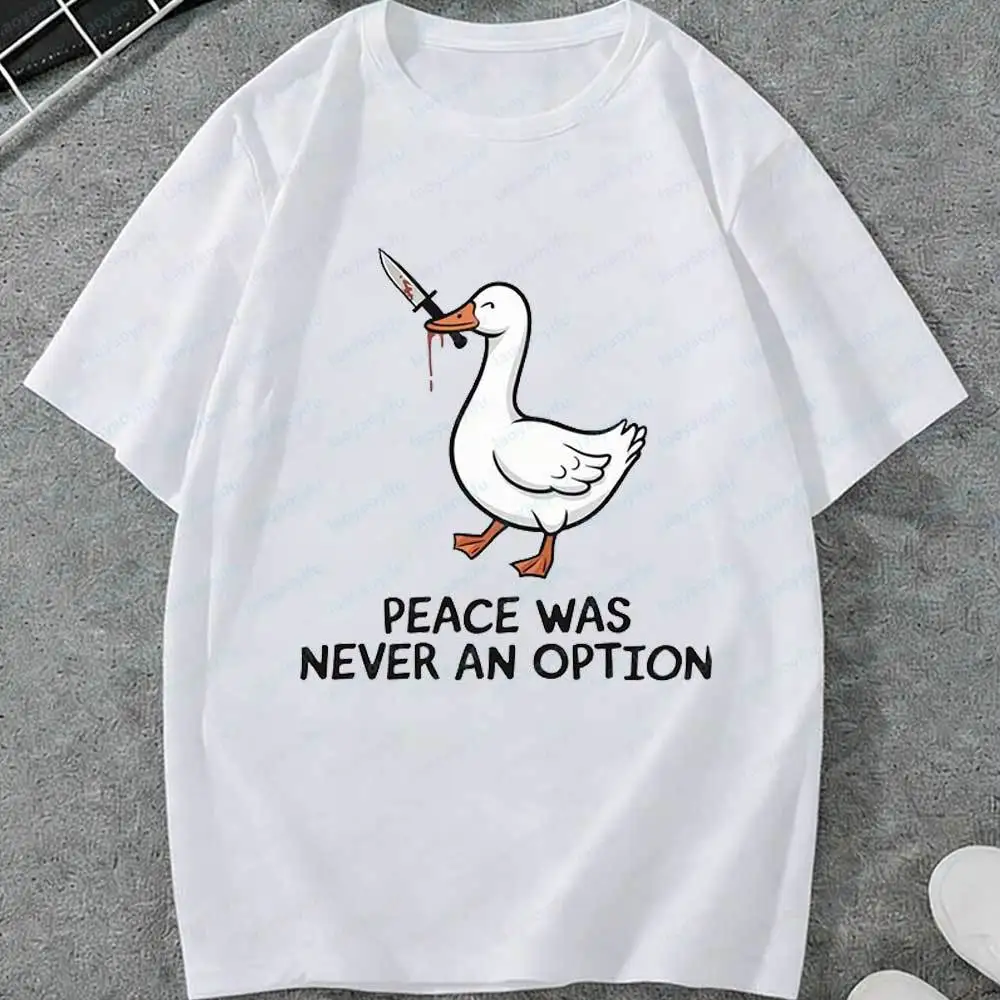 LGBT Funny Peace Was Never An Option Goose T Shirt for Men Women Casual White Short Sleeve Graphic Meme Streetwear Summer Tops