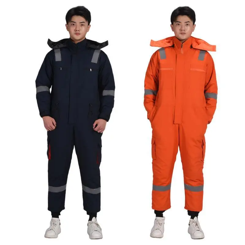 Mens Winter Coveralls Cold-proof Uniforms Cotton Padded Work Clothes Cold Storage Overalls Thick Warm Labor Protection Jumpsuit