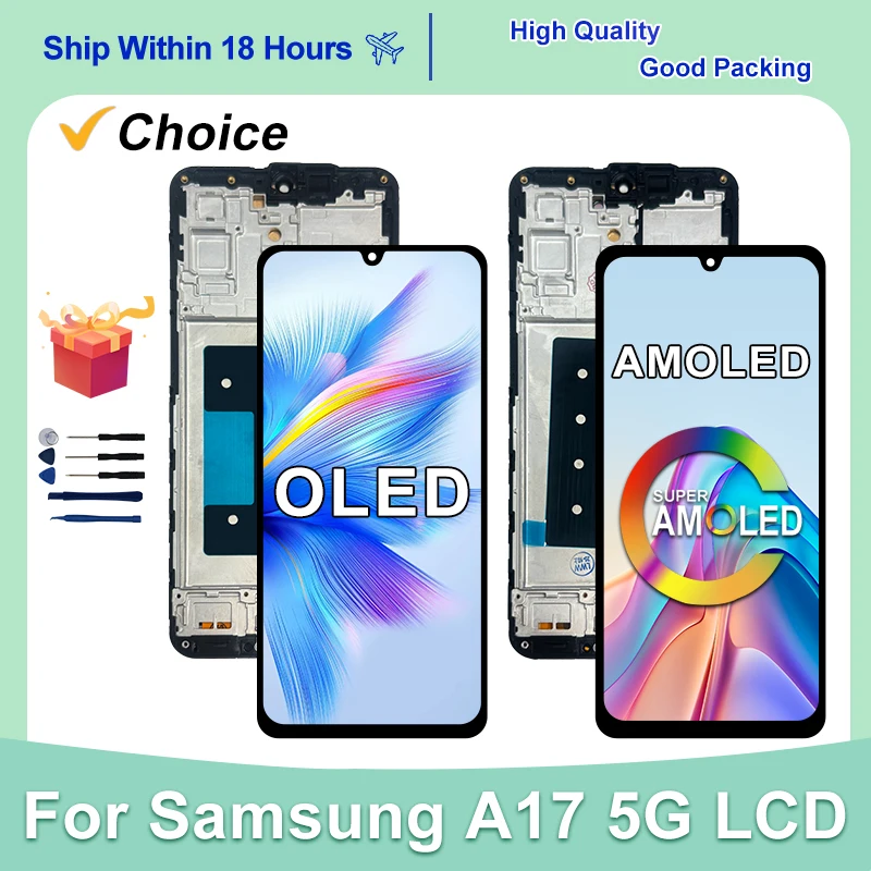 AMOLED For Samsung A17 Display SM-A176B LCD Touch Screen Digitizer Assembly Parts For Samsung A17 4G LCD SM-A175F Display