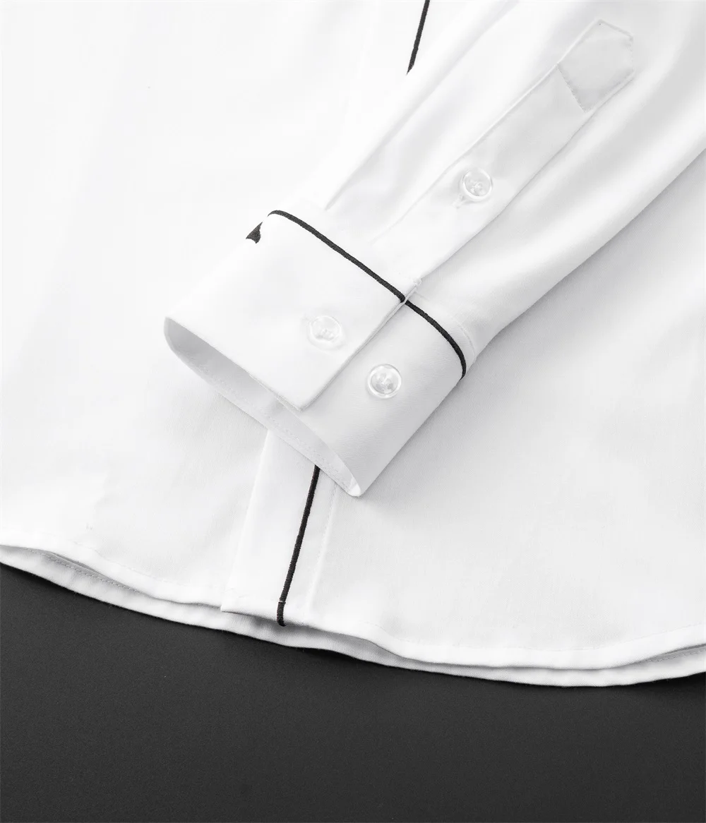 High Quality Embroidered Long Sleeved Shirt Men Casual Business Dress Shirts Slim Fit Social Party Banquet Tuxedo Men Clothing