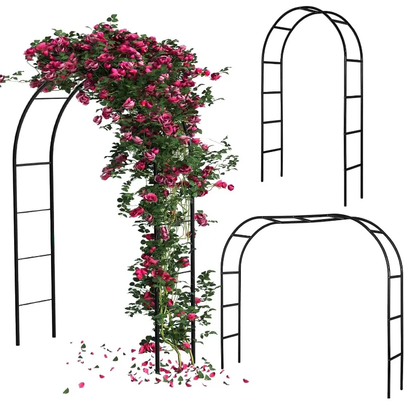

3 Pcs Metal Garden Arch Trellis Wedding Arches Pergola Arbor 7.9 Ft, Two Way Assemble, Durable Wedding Trellis Archway