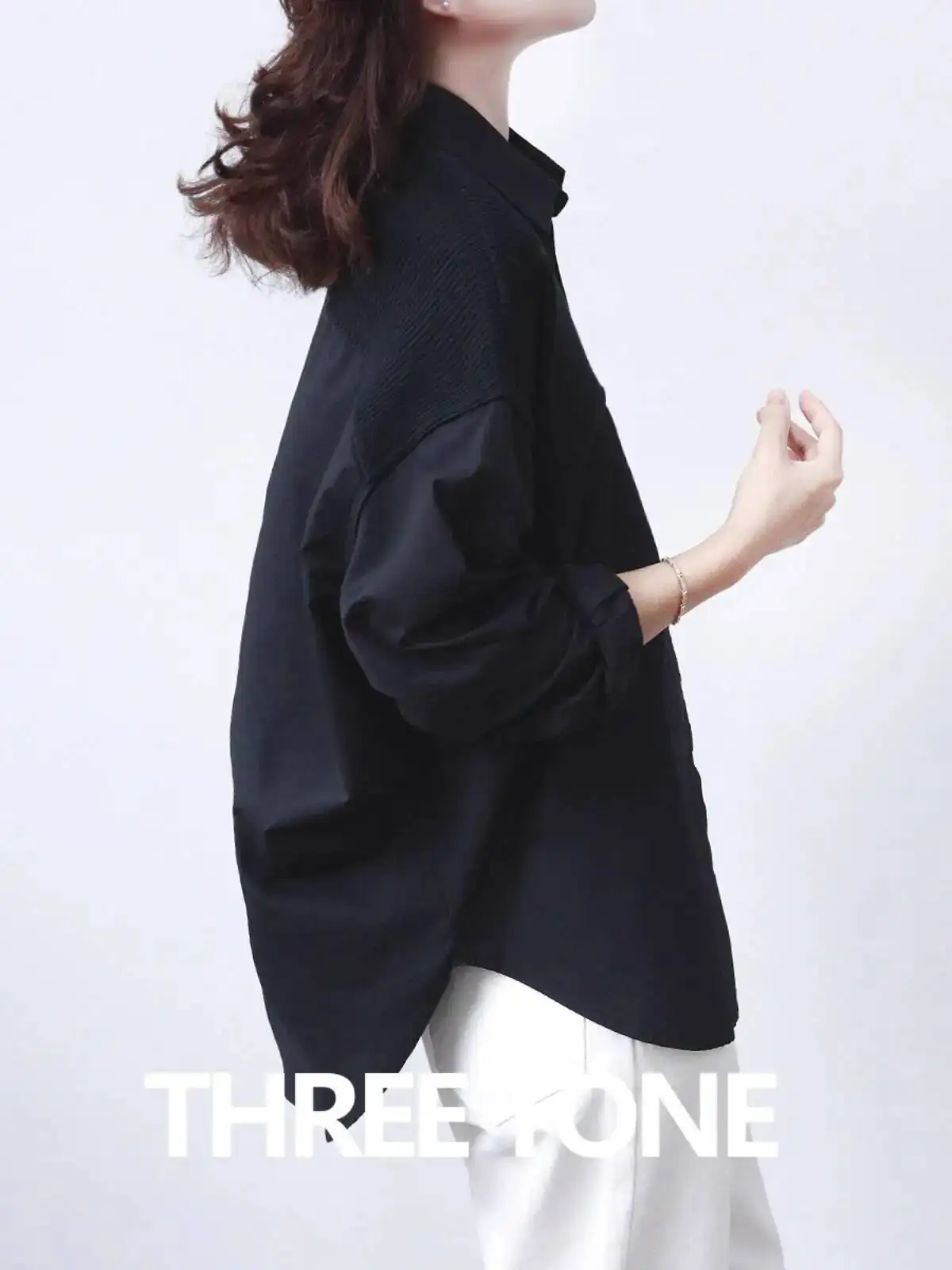 Women Shirts Vintage Patchwork Shirt Jacket For Women Long Sleeve Loose Versatile Collared Blouse Export Style Top