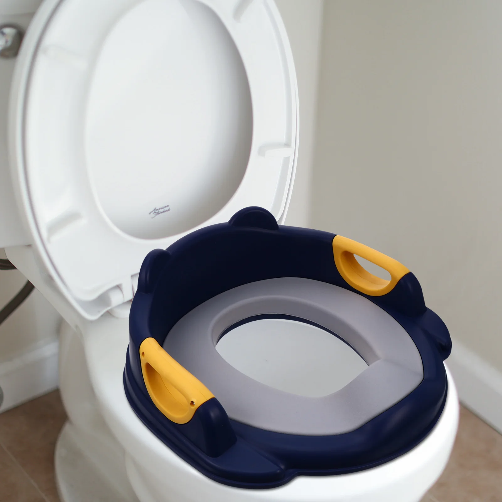 1 قطعة مقعد مرحاض الطفل قسط بو وسادة درابزين مزدوج طفل المرحاض مقعد التدريب عدم الانزلاق سهلة نظيفة مريحة قعادة #5