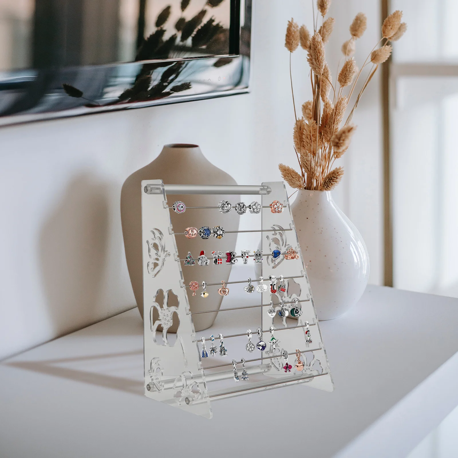 1Pcs Acrylic Jewelry Display Rack 8 Tier Organizer Clear Holder for Bracelets Charms Beads Creative Jewelry Display Organizer
