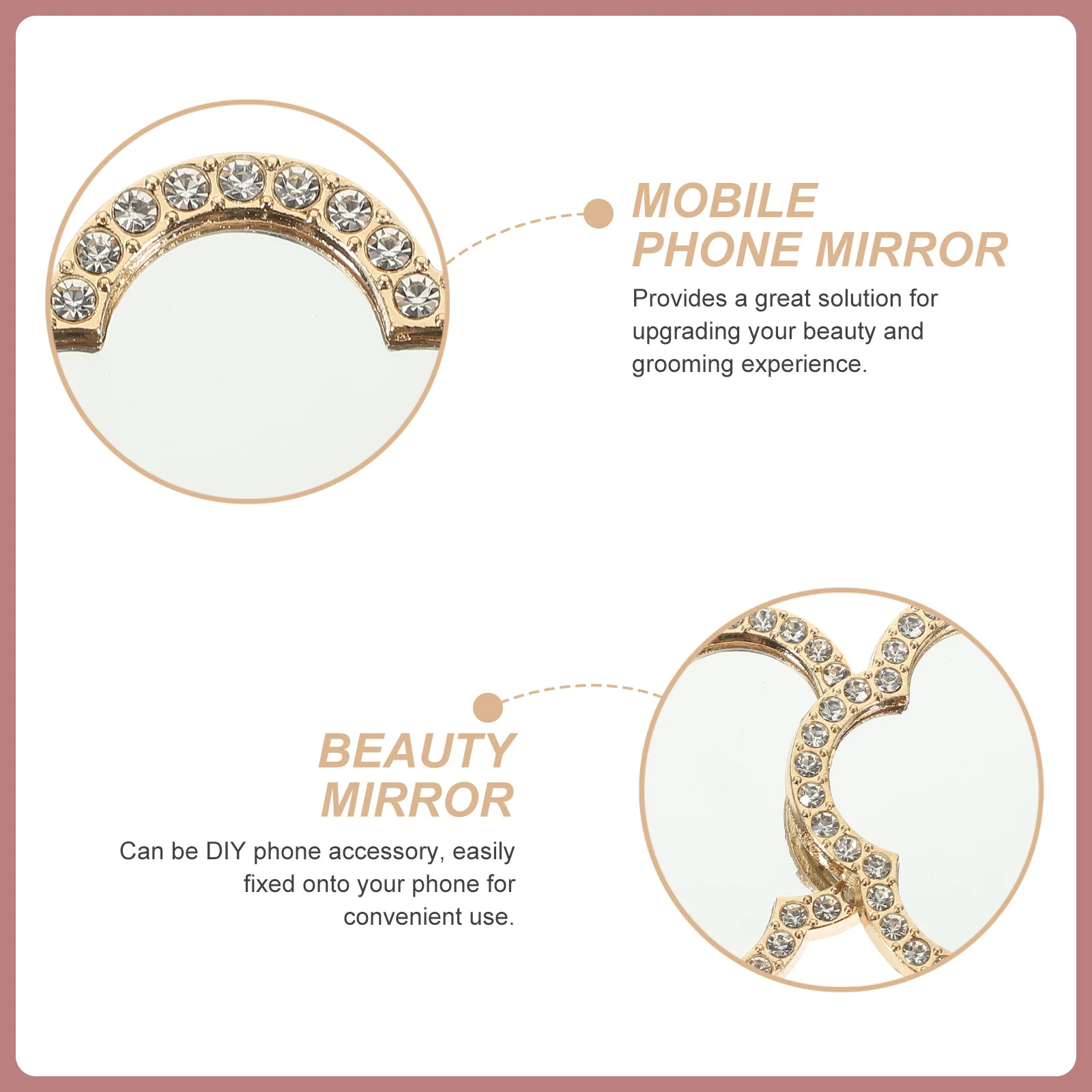 

6Pcs Beauty Mirror Flower Shape Rhinestone Phone Camera Mini Mirror Compact Streaming Accessory Selfie Grooming Tool