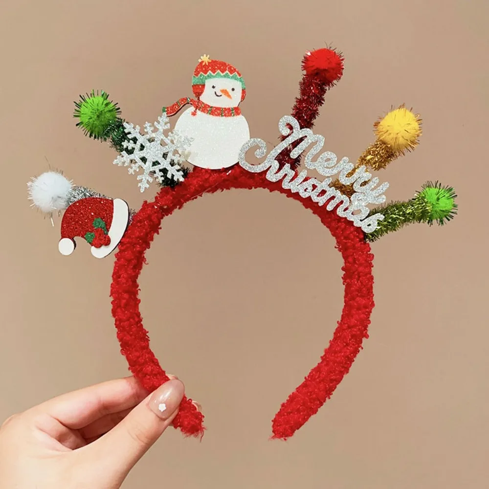 

Plush LED Christmas Headband Glitter Glowing Elk Hair Hoop Antlers Headband Santa Party Dress Up Glowing New Year Headband