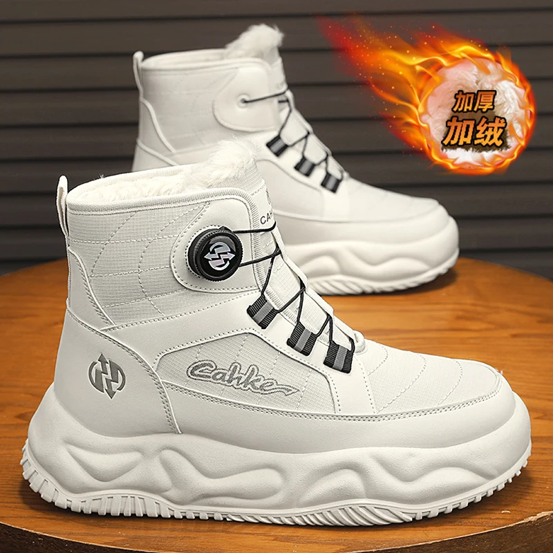 2025 رجل الثلوج الشتاء أحذية حذاء كاجوال الكاحل الفراء الدافئة الجلود كاوبوي القتالية دراجة نارية المشي لمسافات طويلة في الهواء الطلق مصمم فاخر